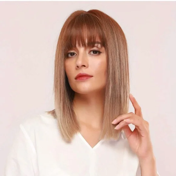 14 Inch Blonde Brown Bob Wig